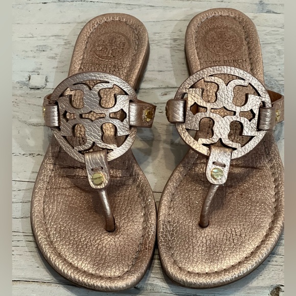 Tory Burch Millar Rose Gold Sandals Thong size 6.5 - Picture 2 of 9